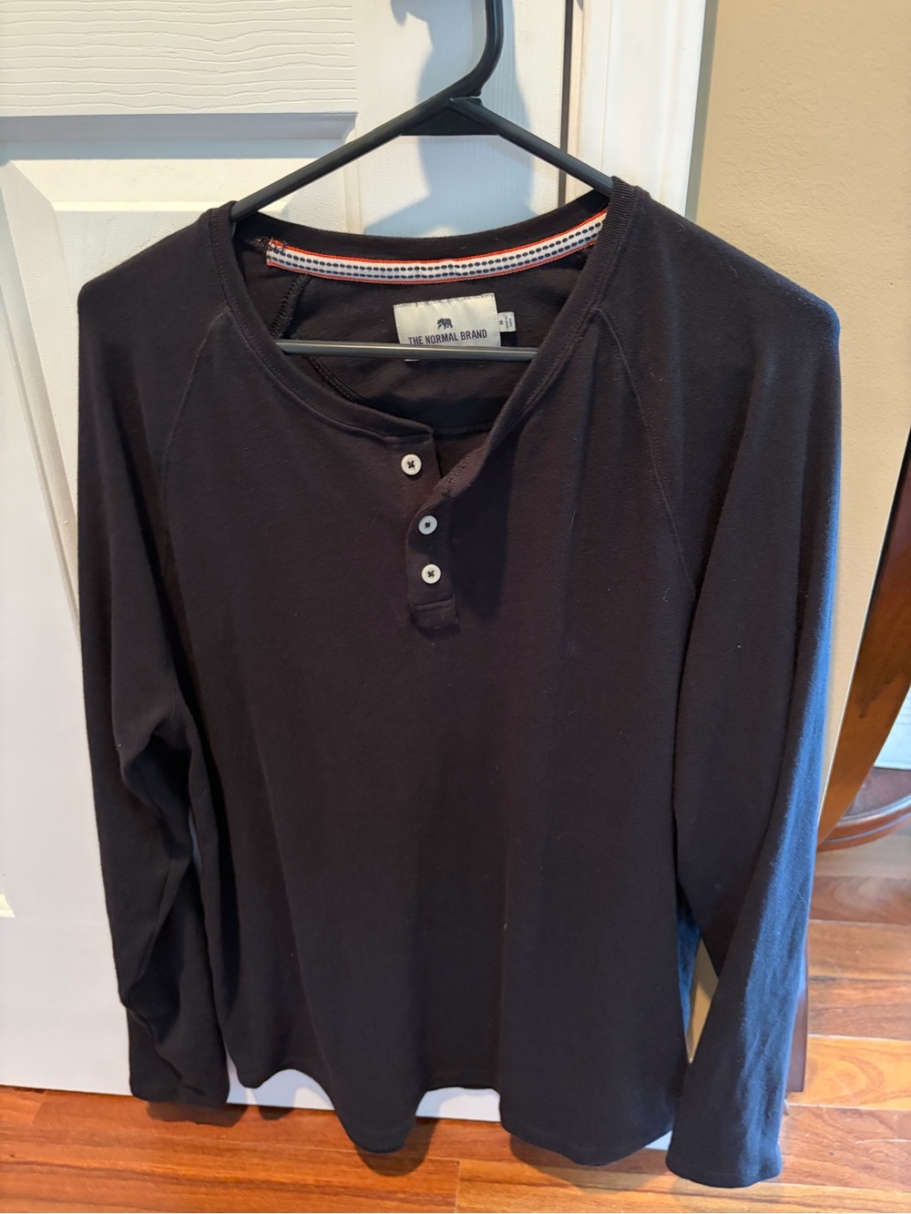 The Normal Brand Men's Black Puremeso Henley Long-Sleeve Shirt - Size M